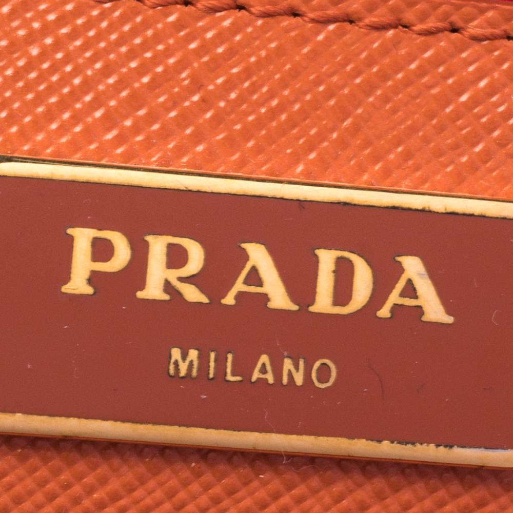 Prada Orange/Red Saffiano Lux Leather Medium Galleria Double Zip Tote 2