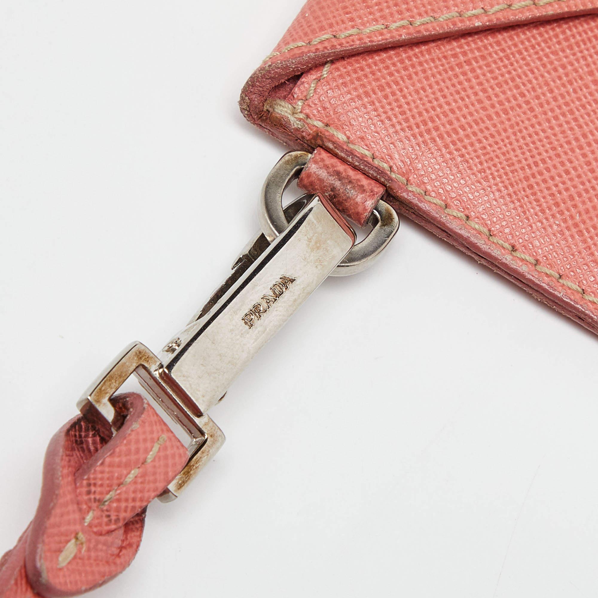 De las mujeres Portacredenciales de piel saffiano naranja de Prada en venta