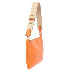 PRADA orange Saffiano leather Baguette Shoulder Bag