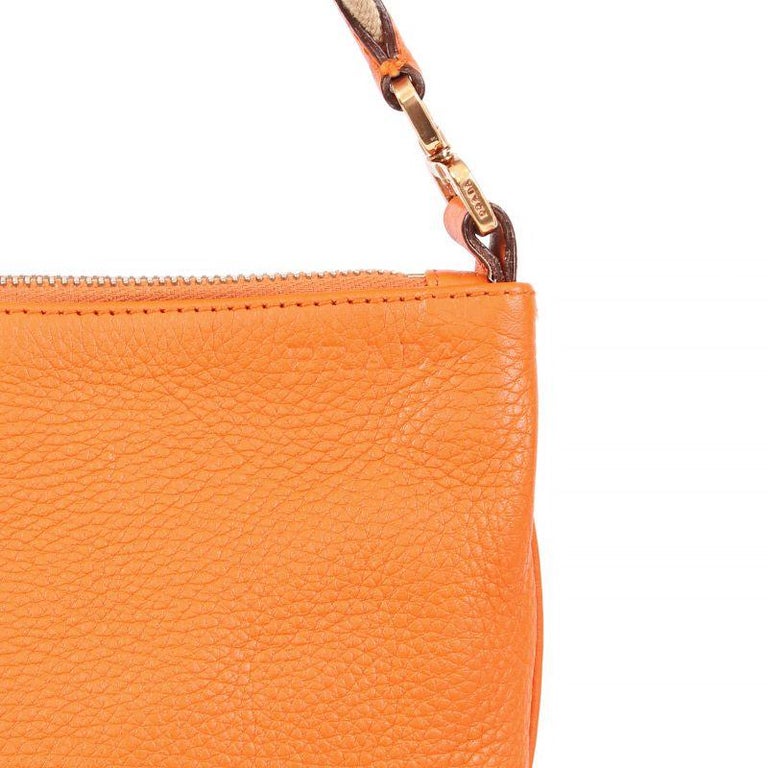 PRADA orange Saffiano leather Baguette Shoulder Bag at 1stDibs