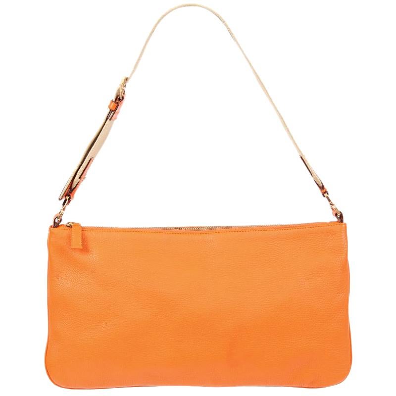 PRADA orange Saffiano leather Baguette Shoulder Bag at 1stDibs