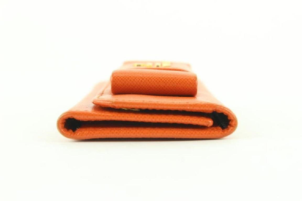Prada Orange Saffiano Leather Bow 6 Key Holder Wallet Case 354pr525 4