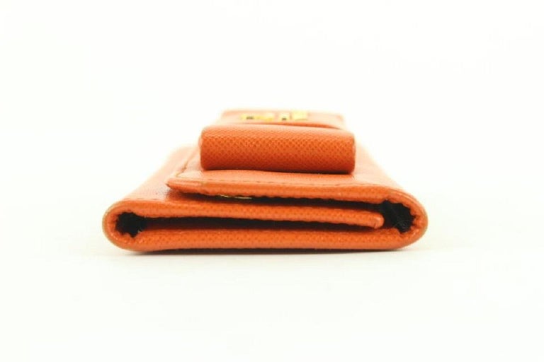 Prada Orange Saffiano Leather Bow 6 Key Holder Wallet Case 354pr525 at  1stDibs