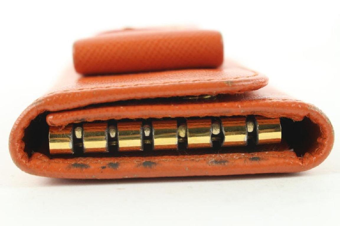 Prada Orange Saffiano Leather Bow 6 Key Holder Wallet Case 354pr525 5