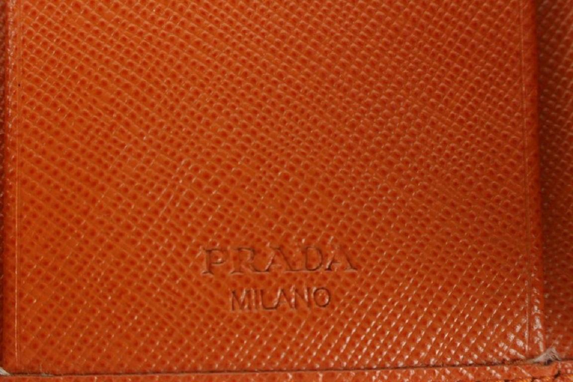 Prada Orange Saffiano Leather Bow 6 Key Holder Wallet Case 354pr525 In Good Condition In Dix hills, NY