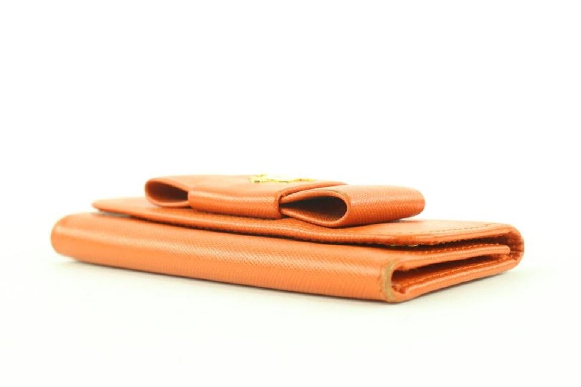 Prada Orange Saffiano Leather Bow 6 Key Holder Wallet Case 354pr525 1