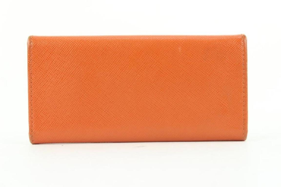 Prada Orange Saffiano Leather Bow 6 Key Holder Wallet Case 354pr525 2
