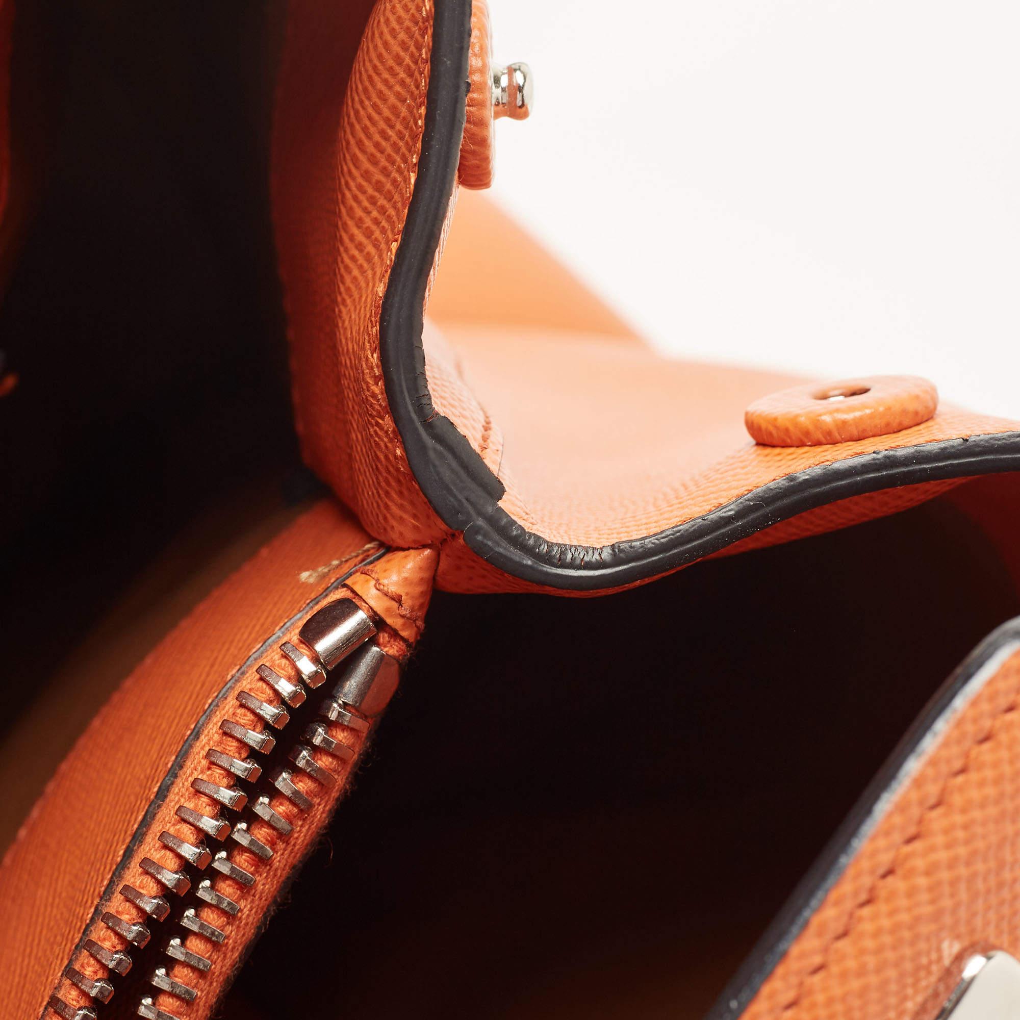 Prada Orange Saffiano Leather Large Twin Tote 2