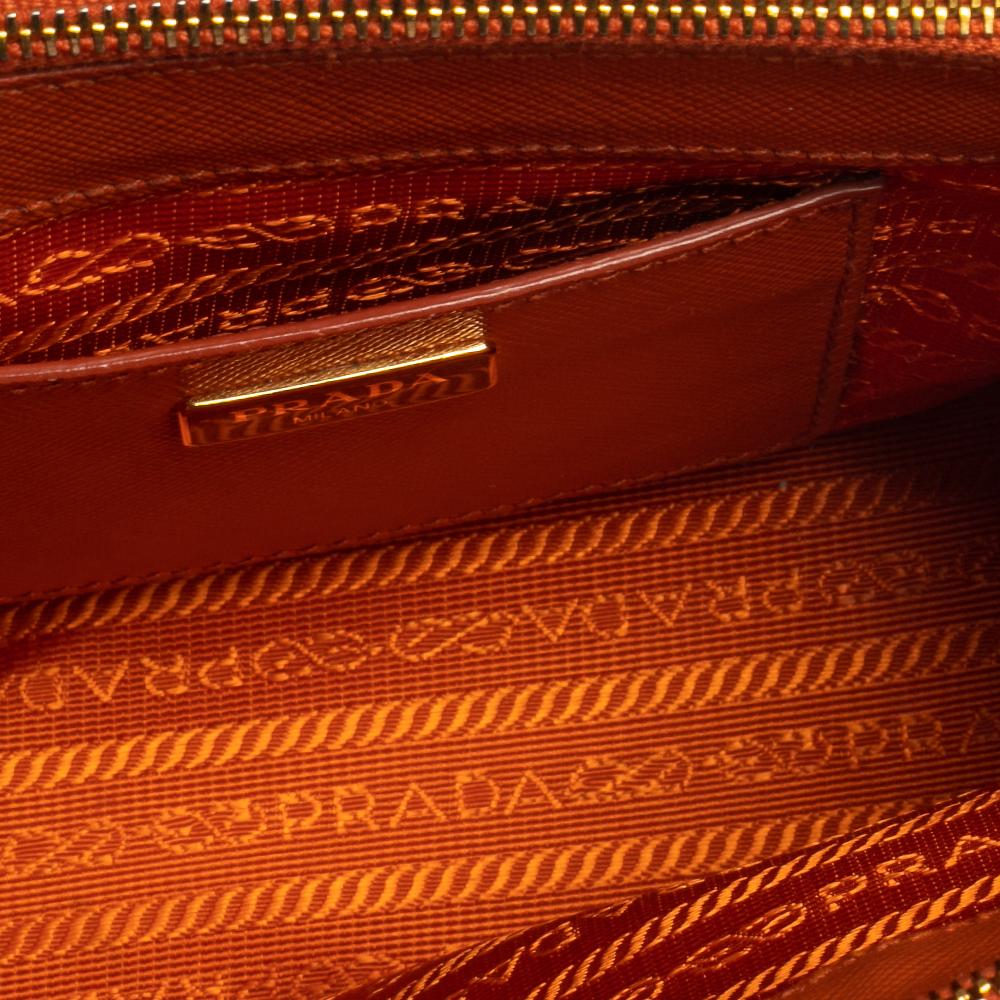 Prada Orange Saffiano Leather Mini Galleria Tote 2