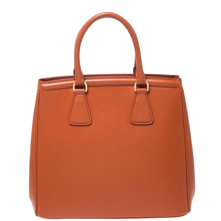 Prada Orange Saffiano Leather Parabole Tote at 1stDibs