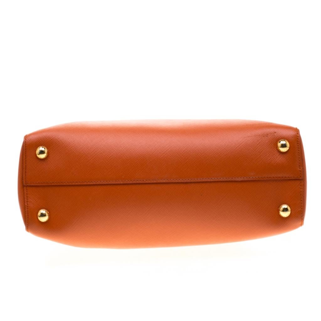 Prada Orange Saffiano Leather Parabole Tote 1