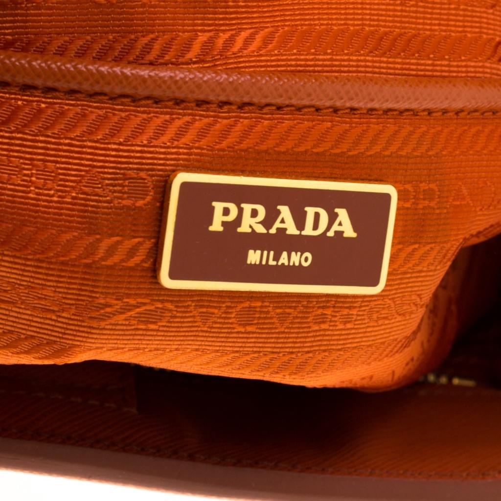 Prada Orange Saffiano Leather Parabole Tote 2