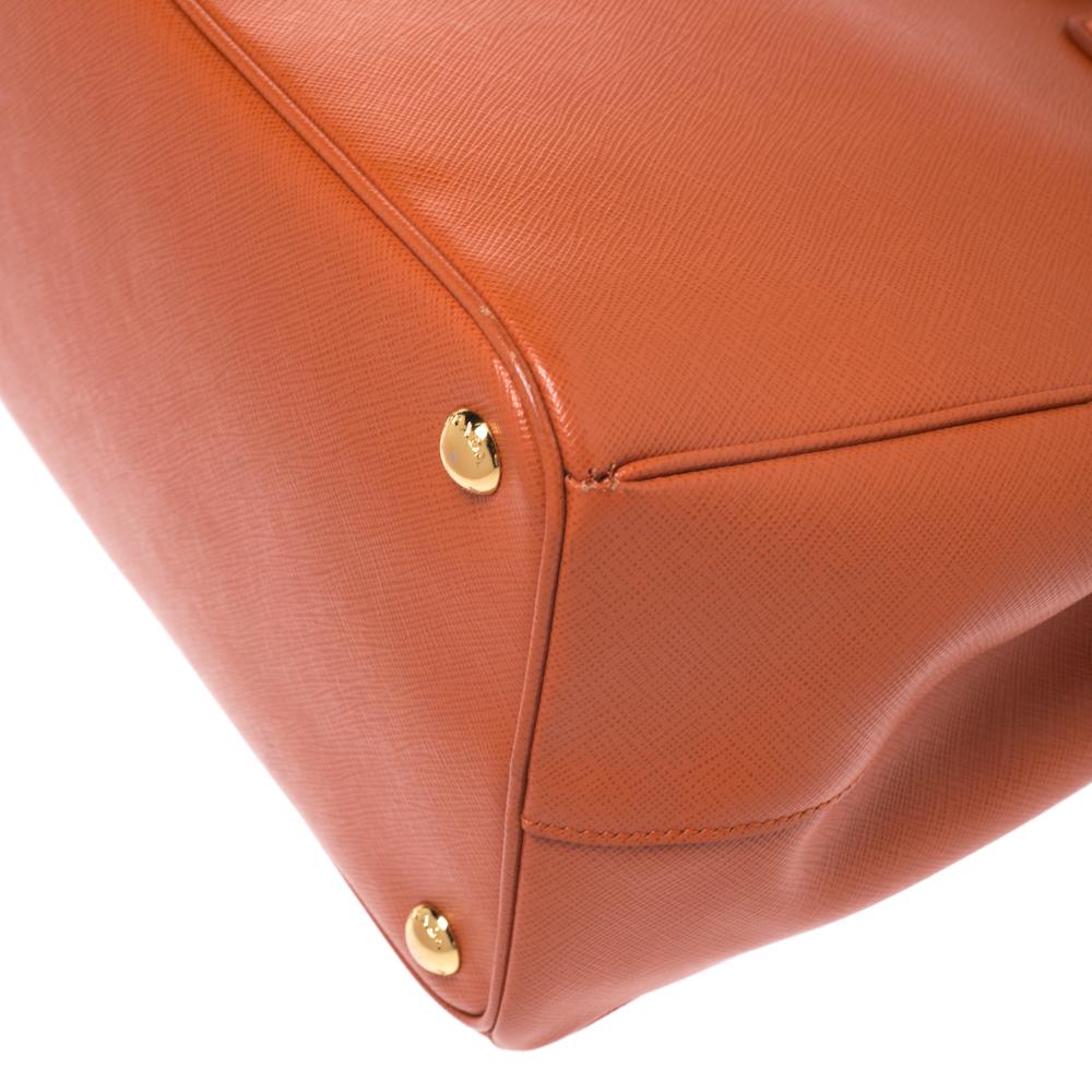 Prada Orange Saffiano Leather Parabole Tote 3