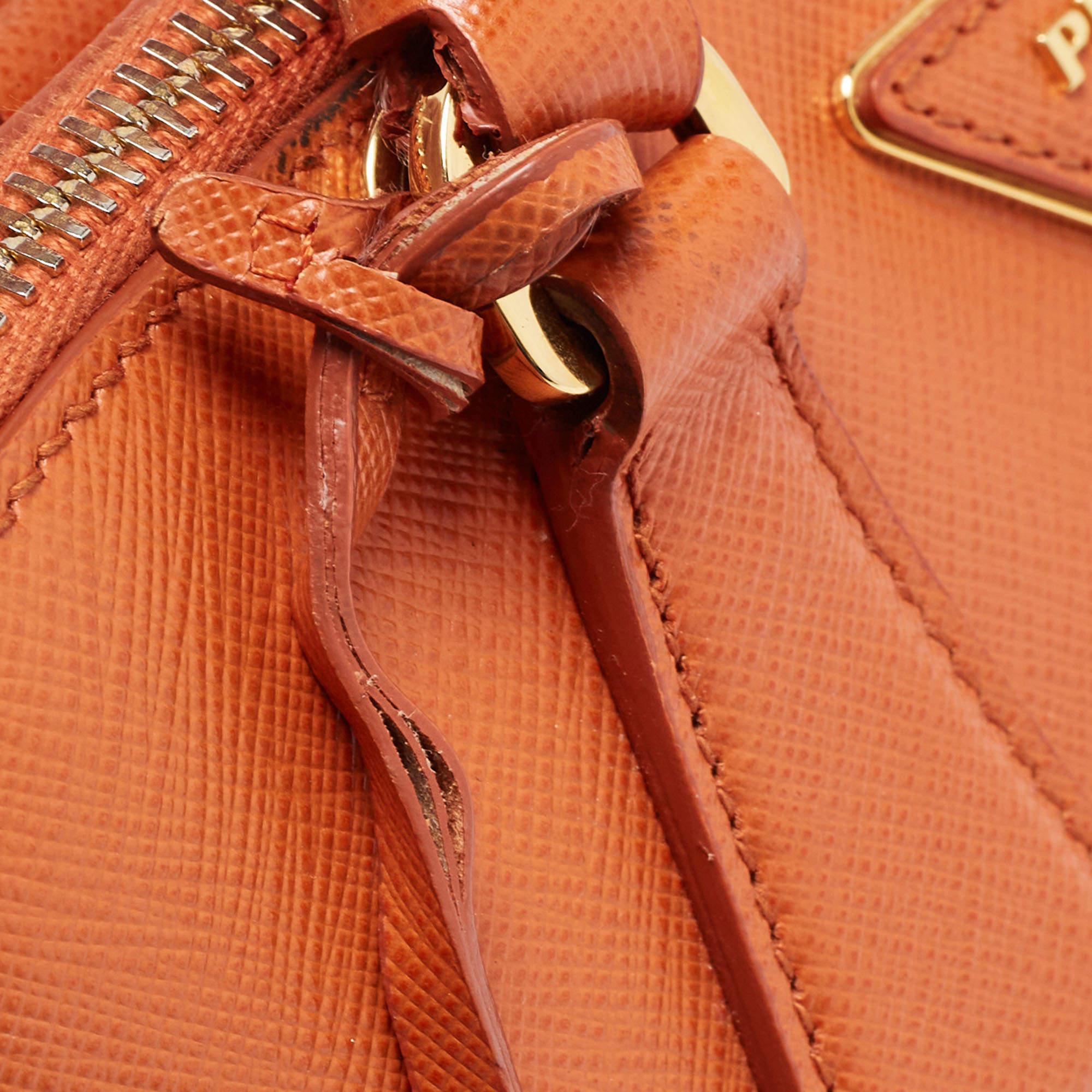 Women's Prada Orange Saffiano Leather Small Promenade Satchel
