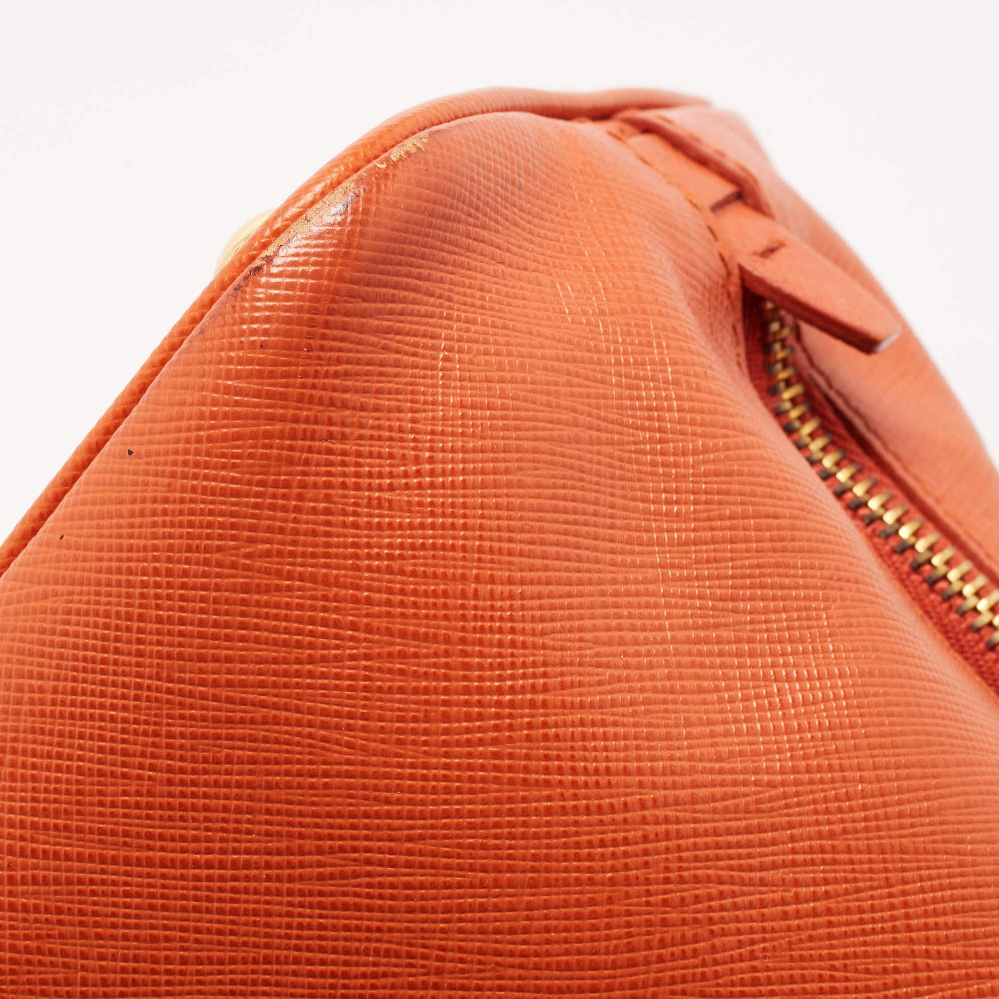 Prada Orange Saffiano Lux Leather Dome Satchel 6