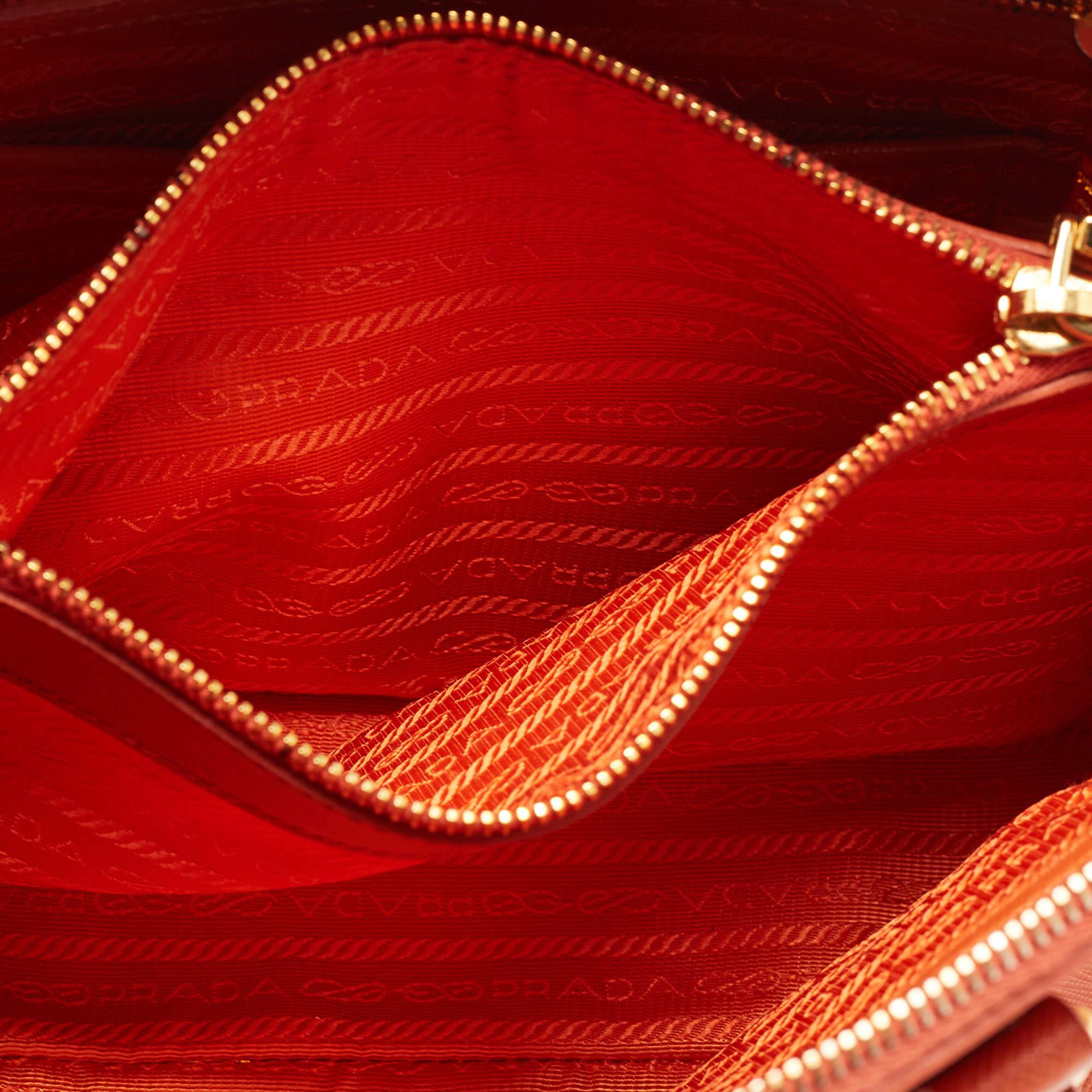 Prada Orange Saffiano Lux Leather Dome Satchel 16