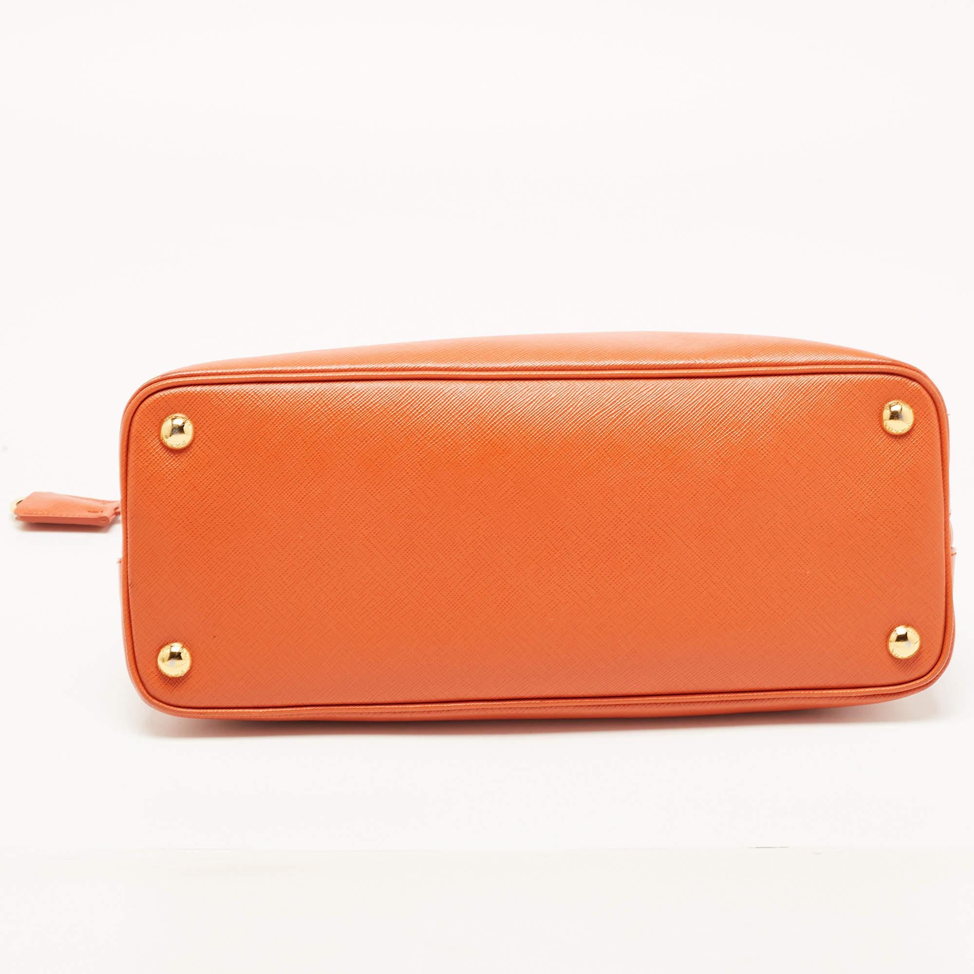 Prada Orange Saffiano Lux Leather Dome Satchel 1