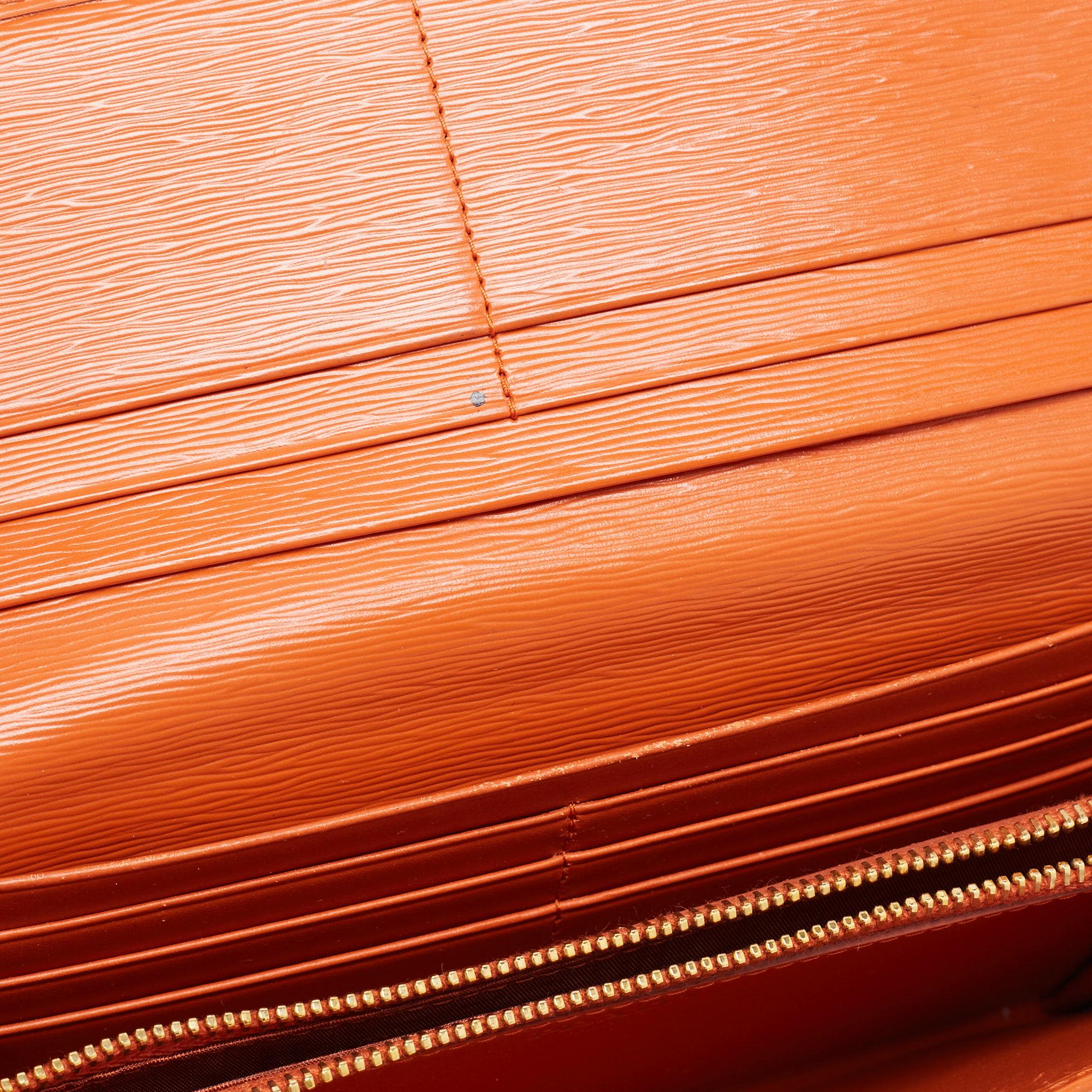Prada Orange Saffiano Lux Leather Flap Continental Wallet 5