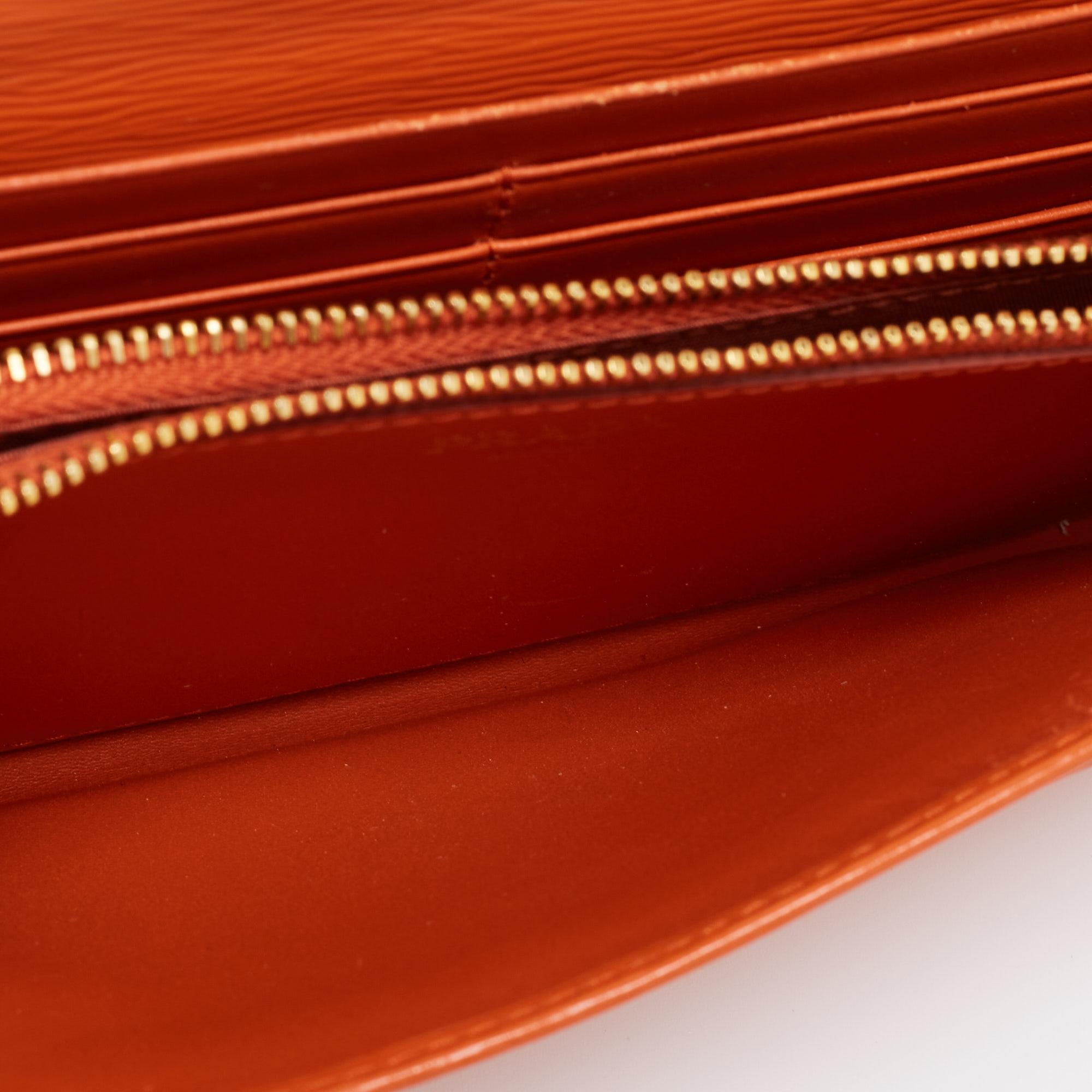 Prada Orange Saffiano Lux Leather Flap Continental Wallet 6