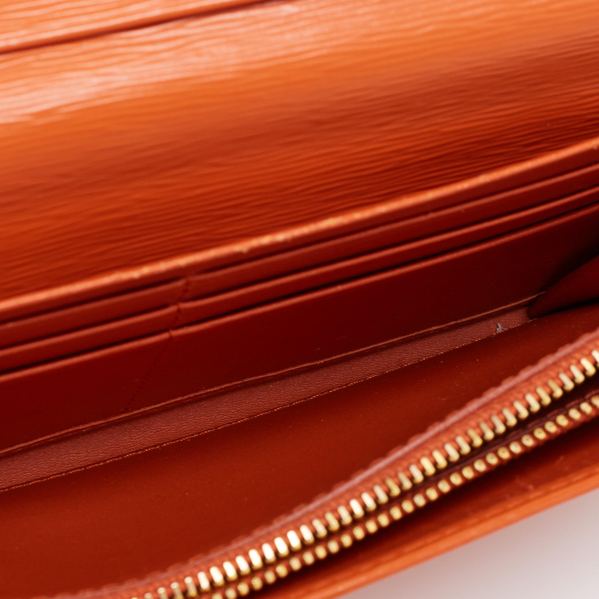 Prada Orange Saffiano Lux Leather Flap Continental Wallet 7