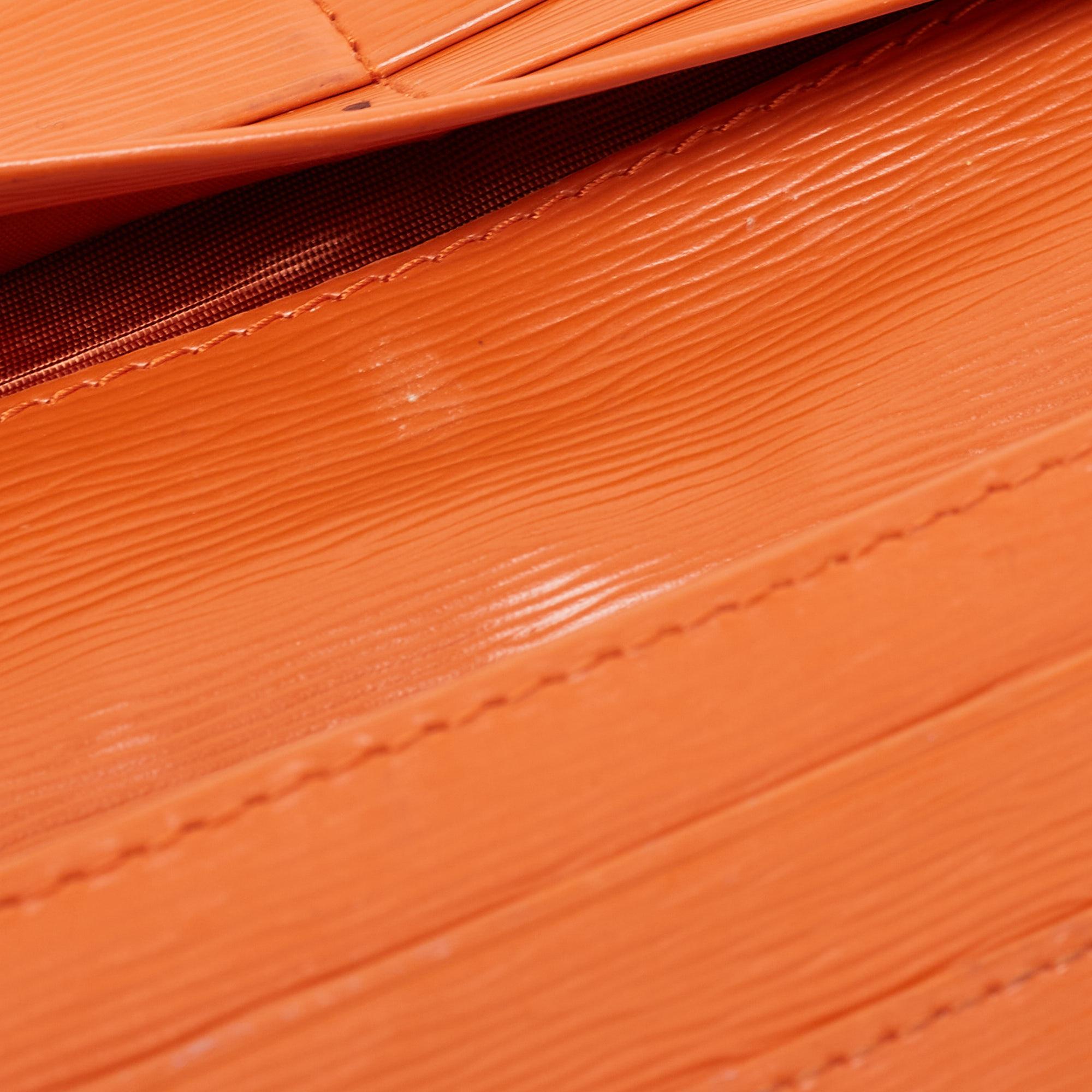 Prada Orange Saffiano Lux Leather Flap Continental Wallet 3