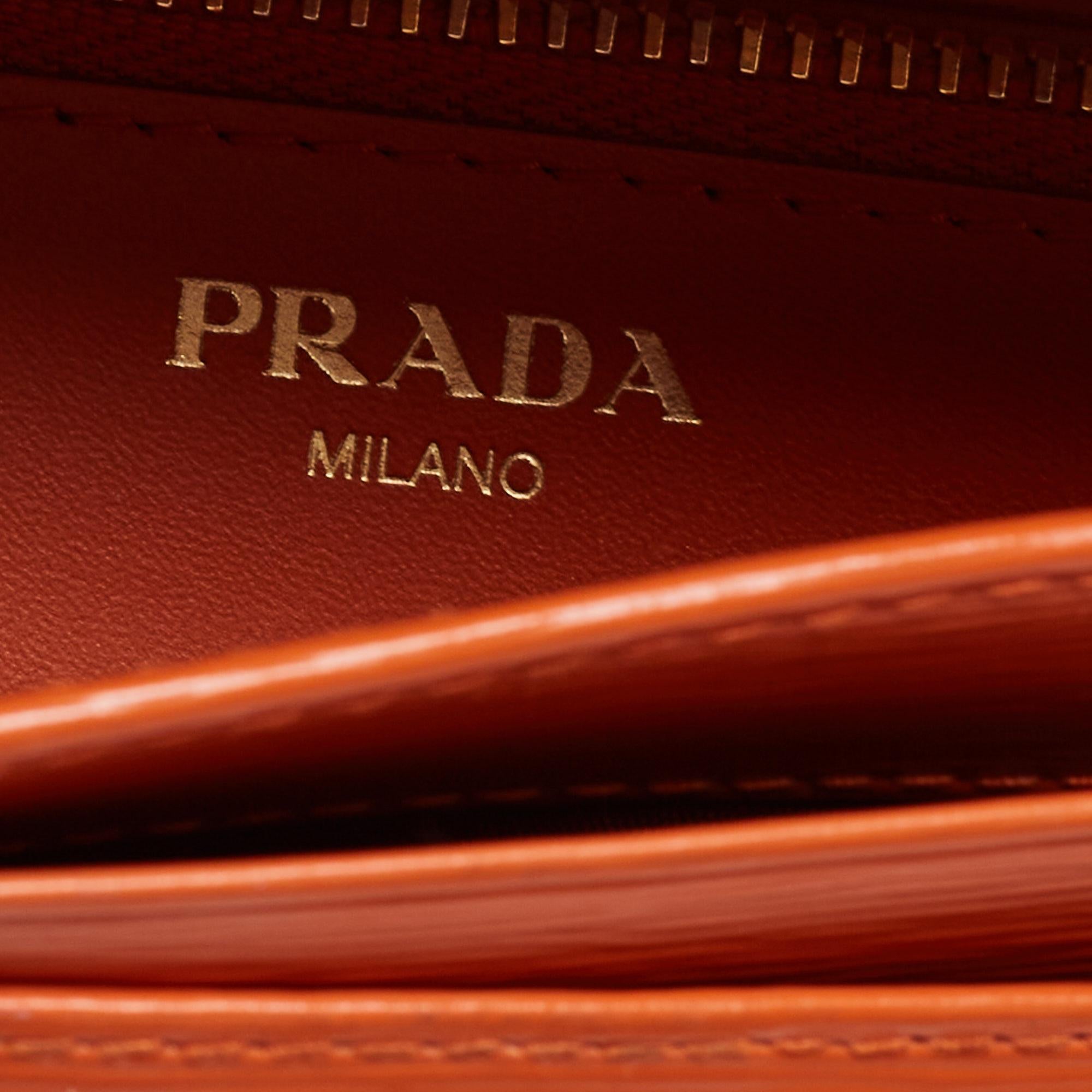 Prada Orange Saffiano Lux Leather Flap Continental Wallet 4