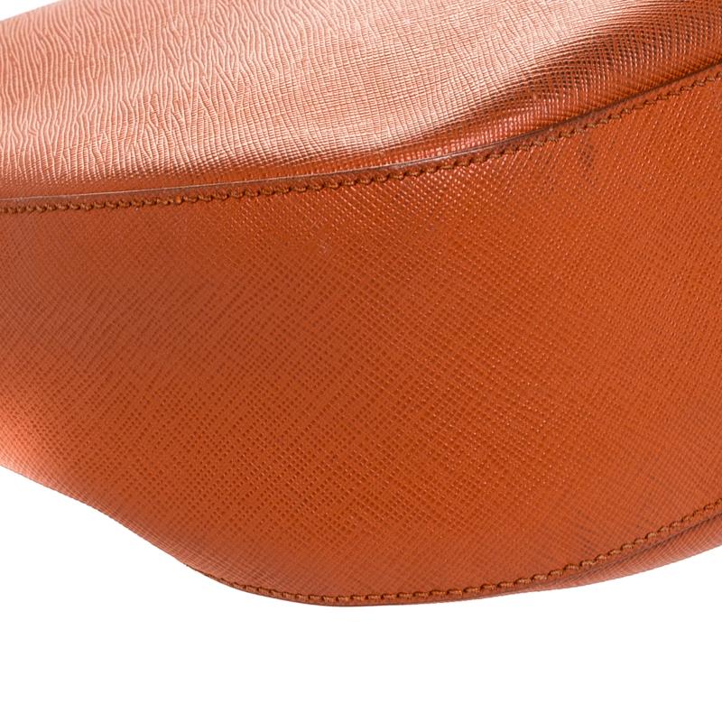 Prada Orange Saffiano Lux Leather Hobo 1
