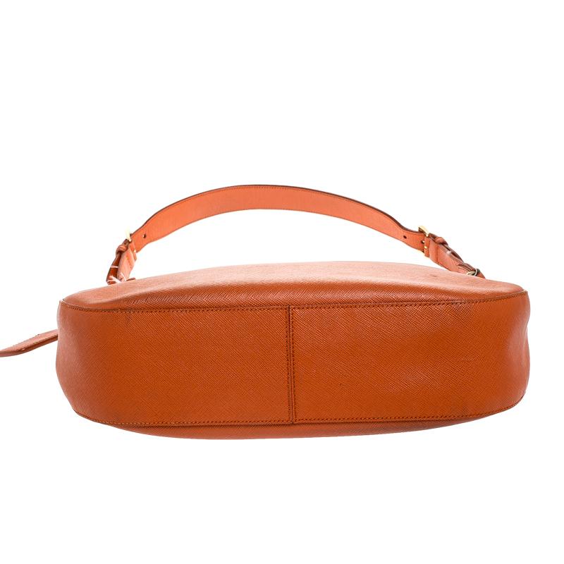 Prada Orange Saffiano Lux Leather Hobo 2