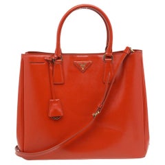 Prada Orange Saffiano Lux Leather Large Galleria Tote