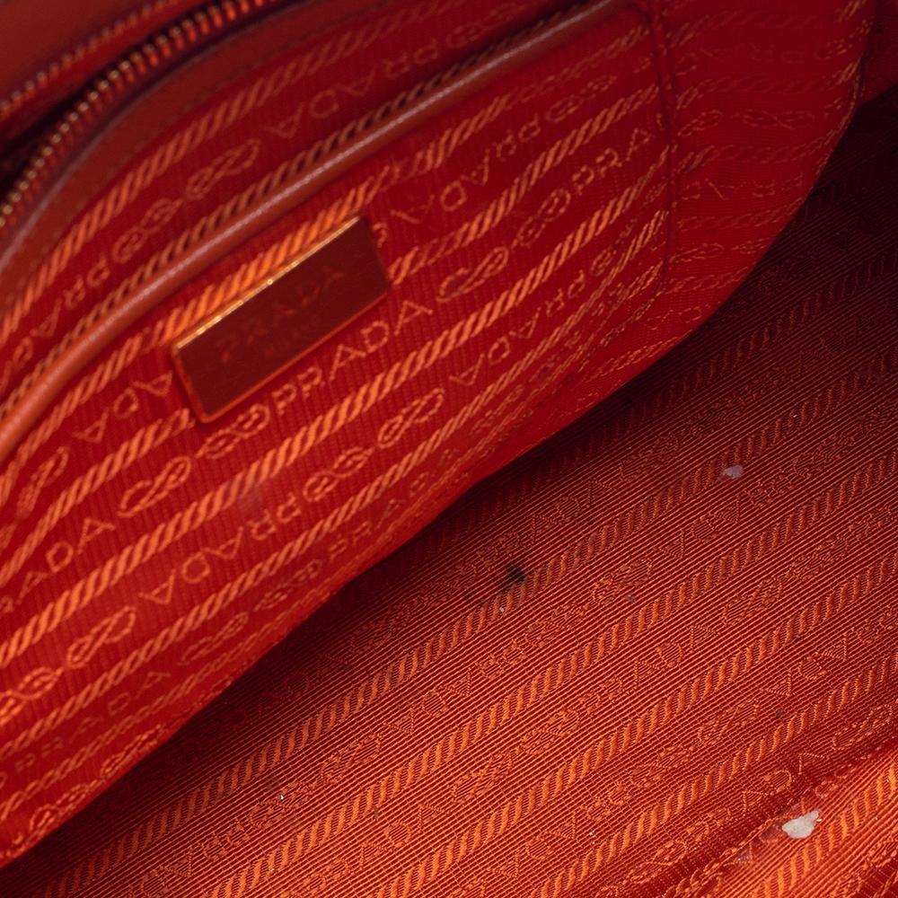 Prada Orange Saffiano Lux Leather Medium Double Zip Tote 4
