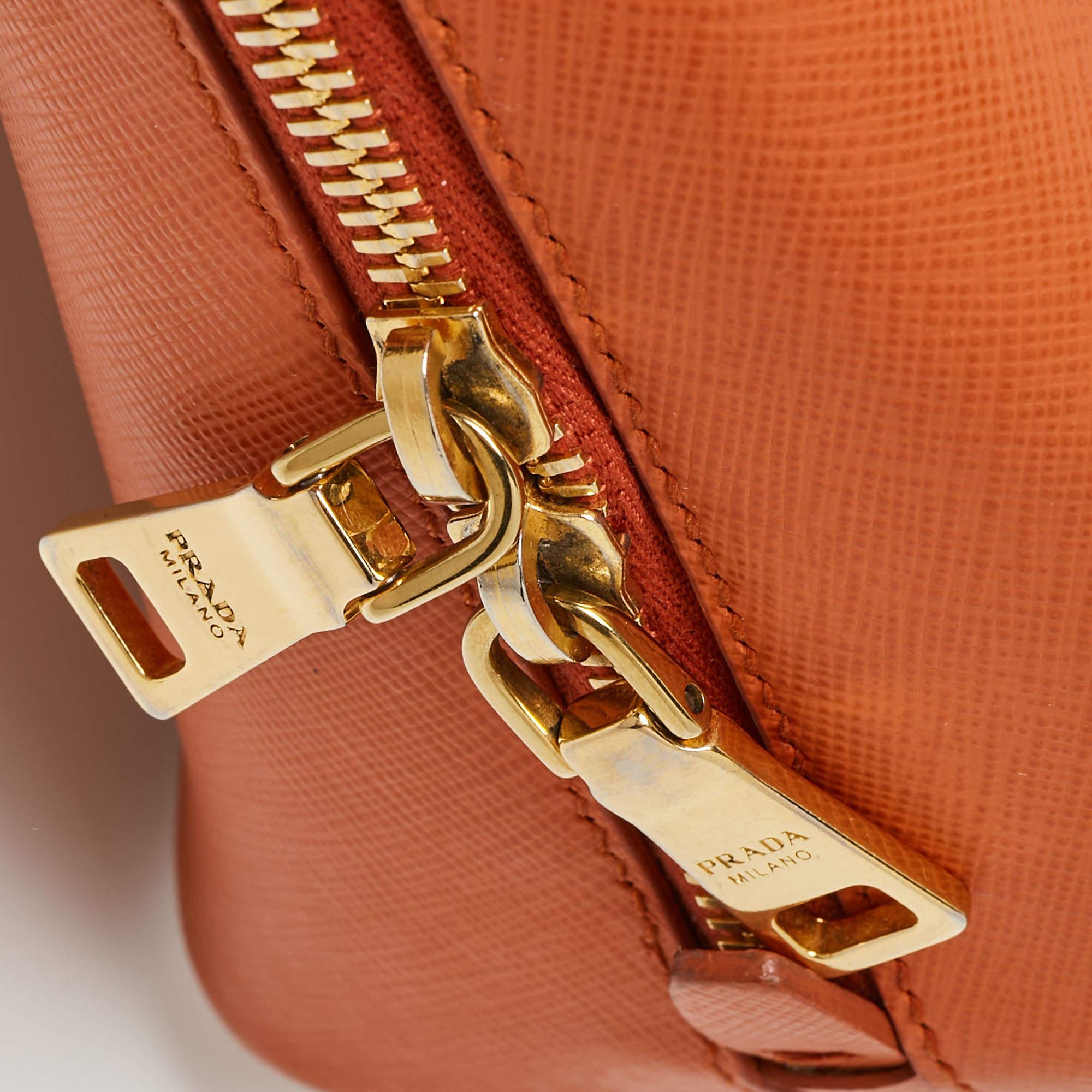 Prada Orange Saffiano Lux Leather Medium Promenade Satchel 3