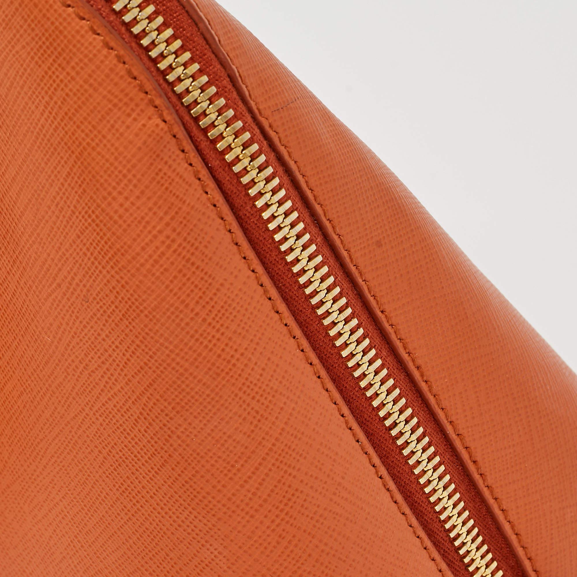 Prada Orange Saffiano Lux Leather Medium Promenade Satchel 4