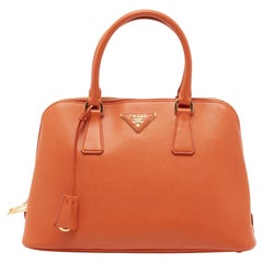 Sac à main Prada Promenade orange en cuir de luxe Saffiano de taille moyenne