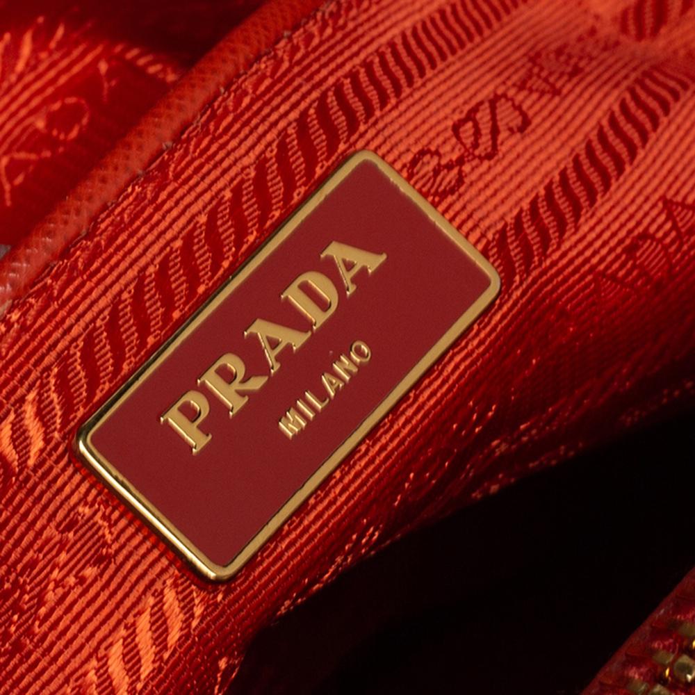 Prada Orange Saffiano Lux Leather Parabole Tote 1