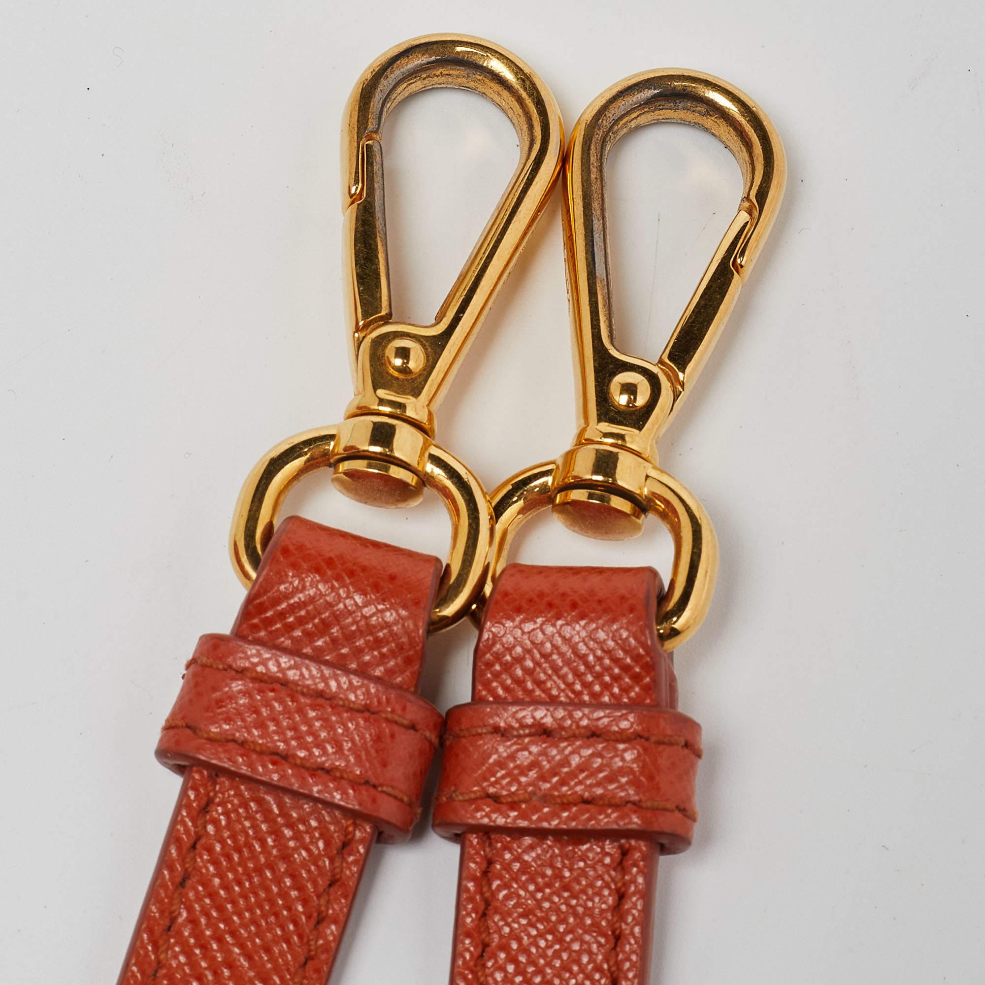 Prada Orange Saffiano Lux Leather Small Galleria Double Zip Tote 9