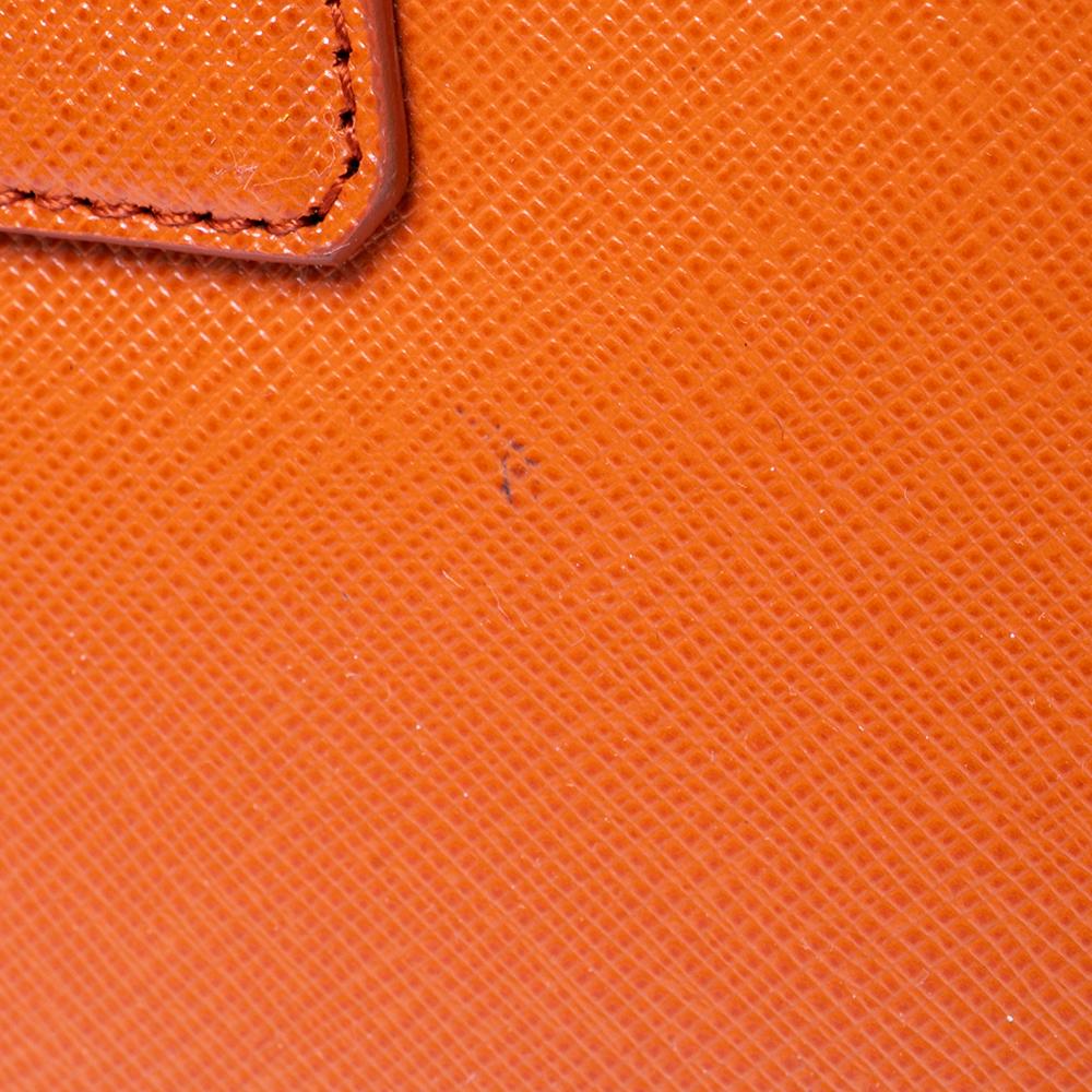 Prada Orange Saffiano Lux Leather Small Galleria Double Zip Tote 3