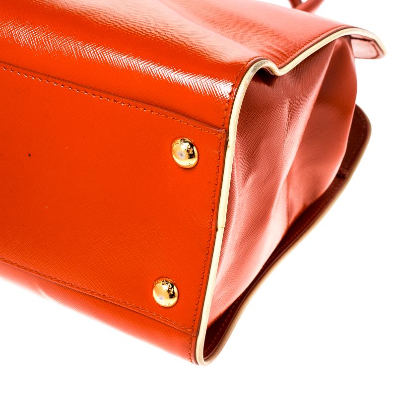 Prada Orange Saffiano Metal Leather Satchel 1