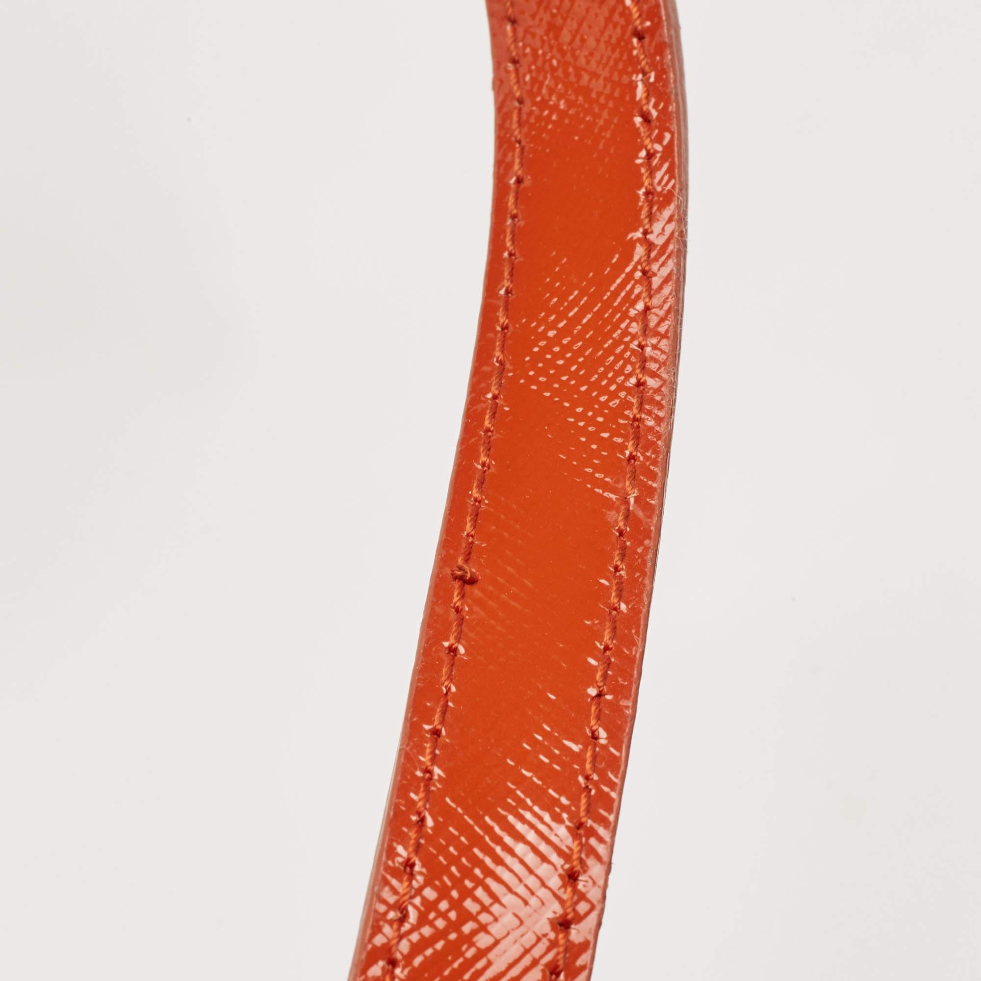 Prada Orange Saffiano Patent Leather Gardener's Tote 12