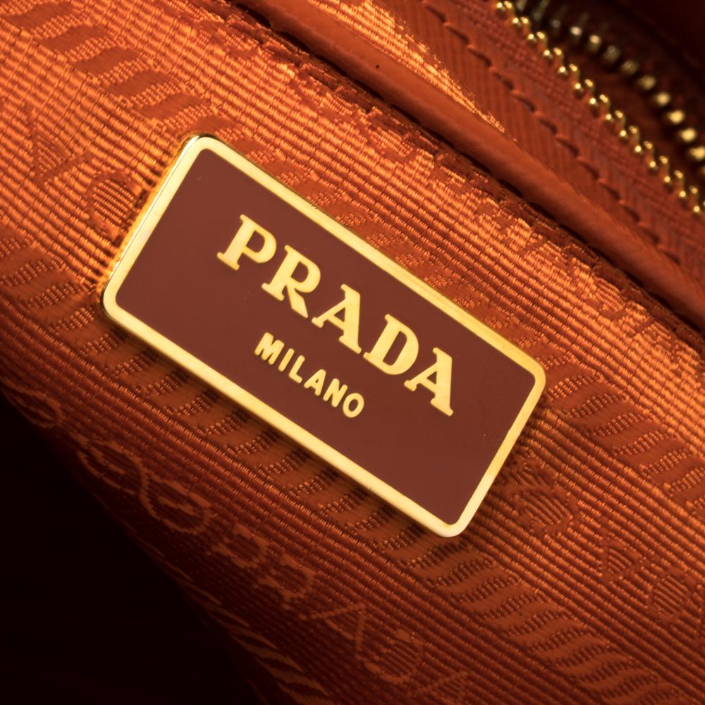 Prada Orange Saffiano Patent Leather Tote Bag 2