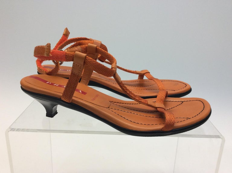 Prada Orange Strappy Sandal For Sale at 1stDibs