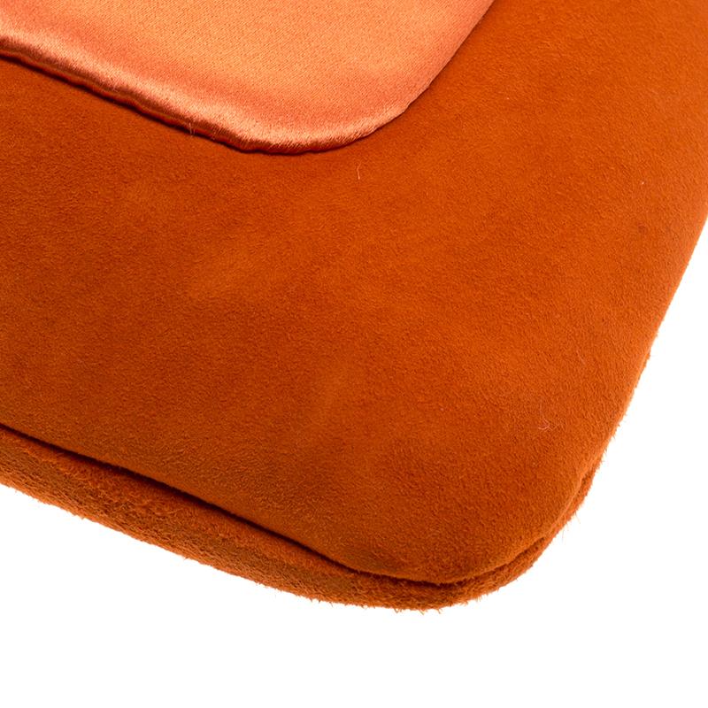 Prada Orange Suede and Satin Shoulder Bag 6