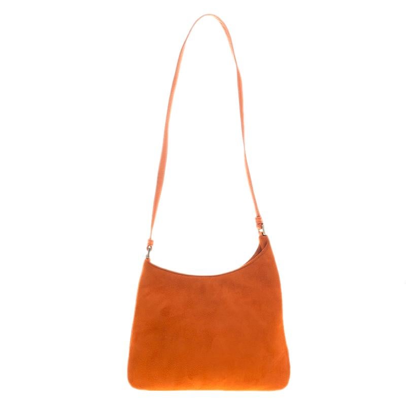 Women's Prada Orange Suede and Satin Shoulder Bag