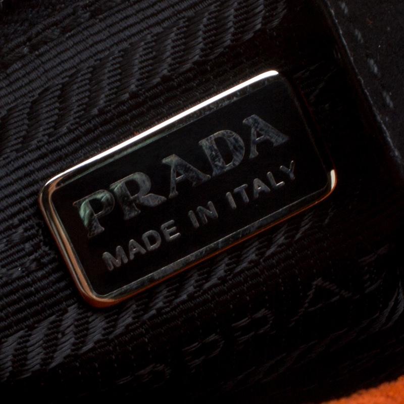 Prada Orange Suede and Satin Shoulder Bag 1