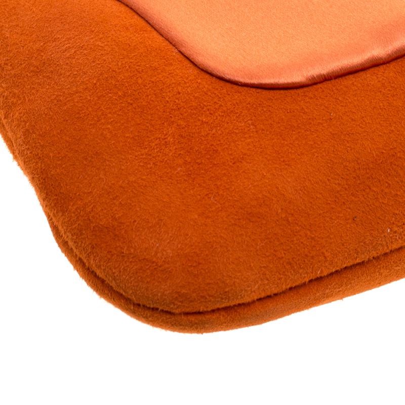 Prada Orange Suede and Satin Shoulder Bag 5
