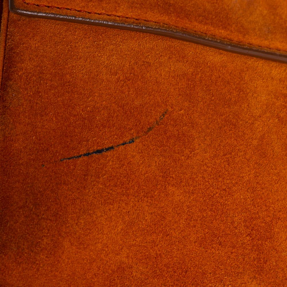 Prada Orange Suede Lock Flap Chain Shoulder Bag 4