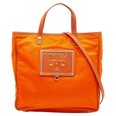 Prada Orange Tessuto Nylon and Saffiano Lux Leather Oro Tote