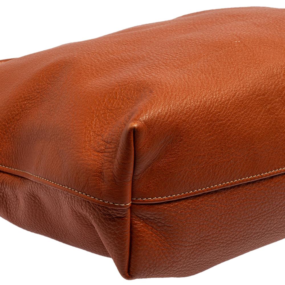 Prada Orange Vitello Daino Leather Shopping Tote 5