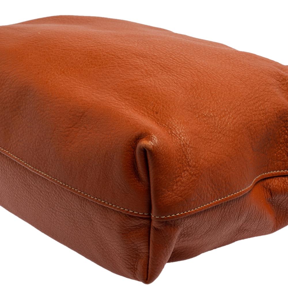 Prada Orange Vitello Daino Leather Shopping Tote 4