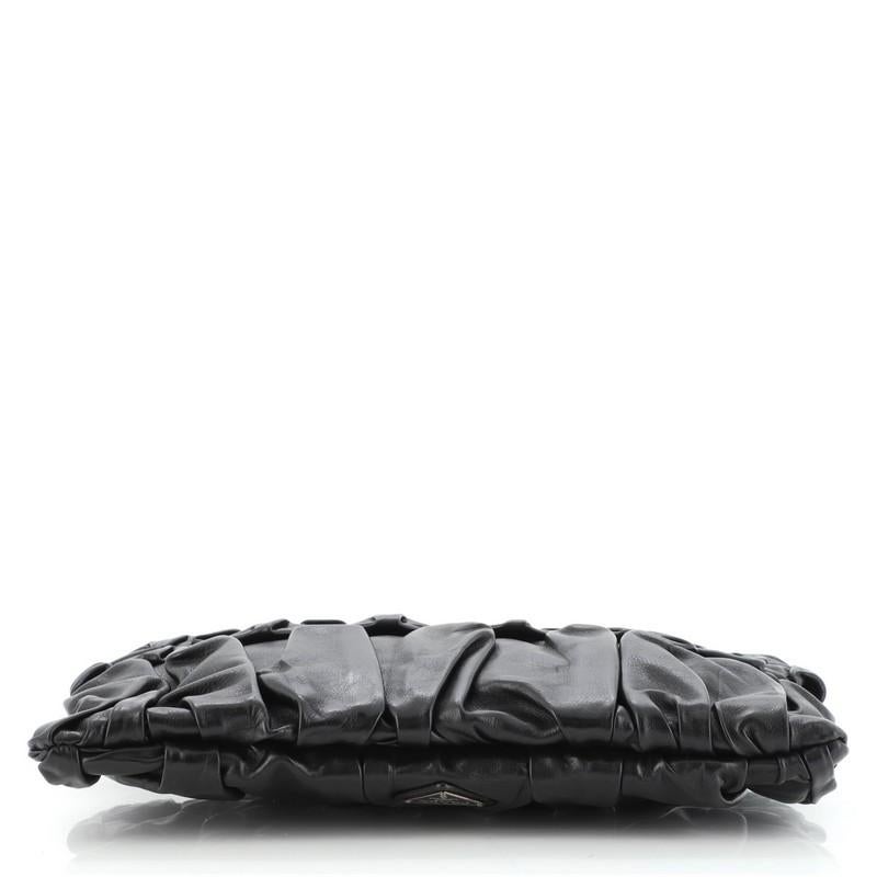 Black Prada Origami Pleated Clutch Leather Large
