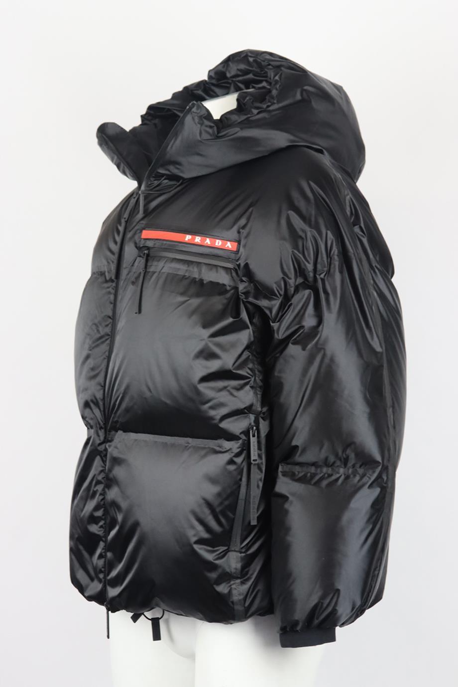Black Prada Oversized Hooded Quilted Shell Down Jacket Xsmall
